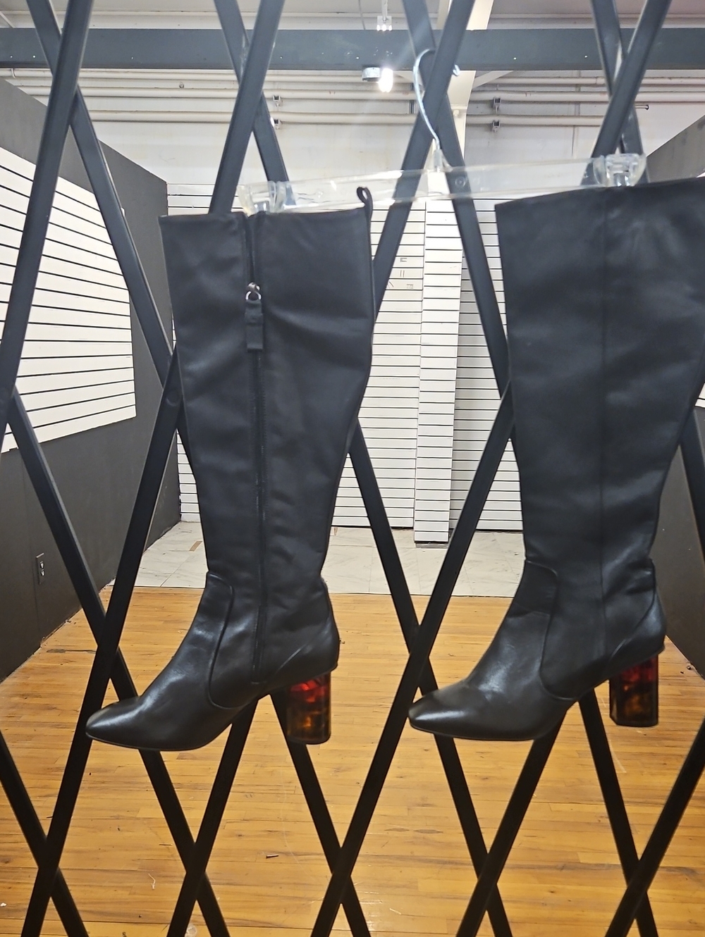 Kurt Geiger Black Over-the-Knee Boots with Tortoiseshell Block Heel